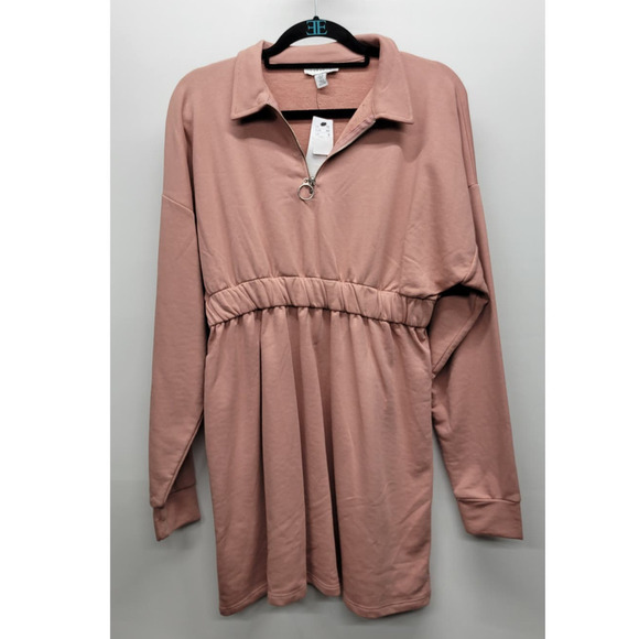 Topshop Dresses & Skirts - Topshop Zip Collar Cinched Waist Dress Pink